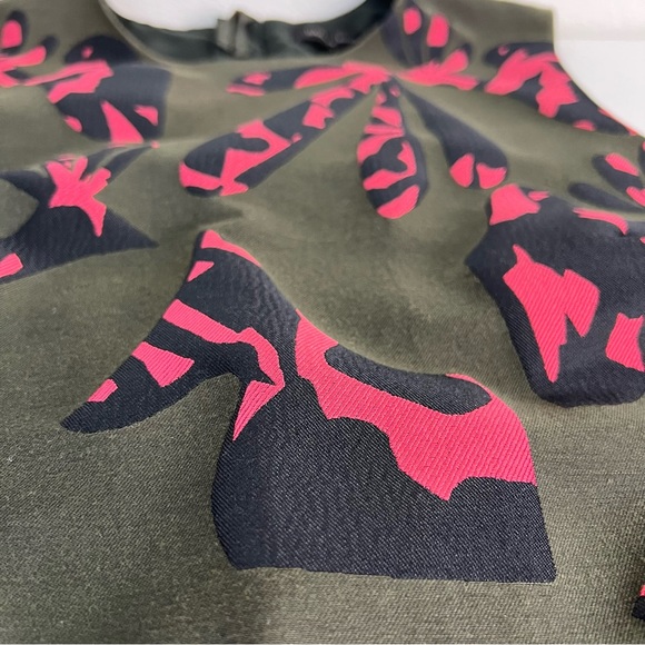 Banana Republic Ruffle Hem Dress Womens Sleeveless Green Pink Floral Mini XS - Picture 4 of 9